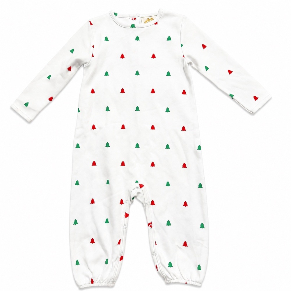 NEW Beaufort Bonnet Company Christmas Tree Pima Cotton Romper White 12-18 Months